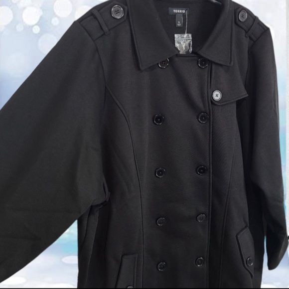 Torrid Black Fleece Peacoat Jacket Sizes: 1 1XL NEW - Picture 13 of 16